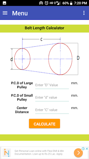 Belt length Calculator screenshot 2