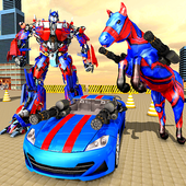 Transform Futuristic Robot US Police car  horse 3D icon