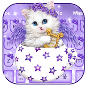 Purple Cute Kitty Cat Keyboard Theme أيقونة