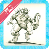 How to draw godzilla easily icon