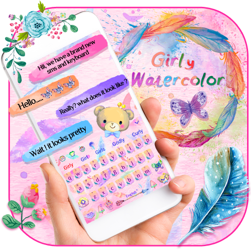 لوحة المفاتيح Girly Watercolor أيقونة