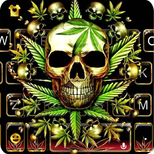 Gold Weed Skull Keyboard Tema icon