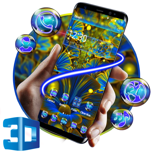 3D digital flowers theme icon