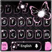 Black Pink Butterfly Keyboard Theme on 9Apps