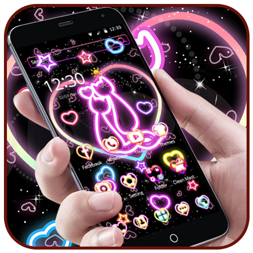 Neon Kitty Wallpaper Pink Shiny Cat Theme icon