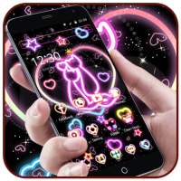 Neon Kitty Wallpaper Pink Shiny Cat Theme