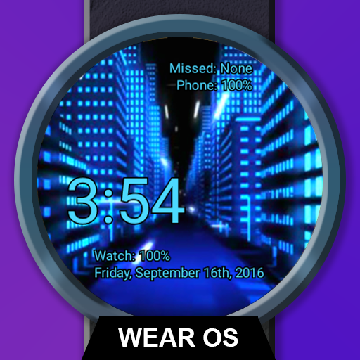 Watch Face Neon City Wallpaper- Wear OS Smartwatch icon