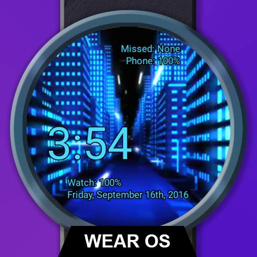 Watch Face Neon City Wallpaper