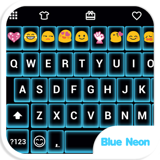 Neon Blue Emoji Keyboard Theme icon