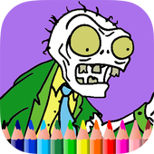 Coloring book zombie for kid icon