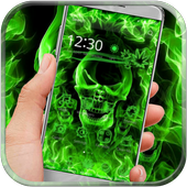 Green Flame Skull Theme icon
