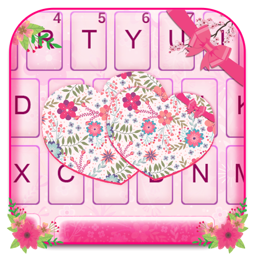 Pink Floral Hearts Keyboard Theme icon