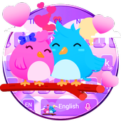 Purple Cute Love Birds Couple Keyboard Theme icon