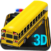 School bus traffic jam 3D icon