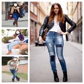 Beauty Girls Blue Jeans Selfie