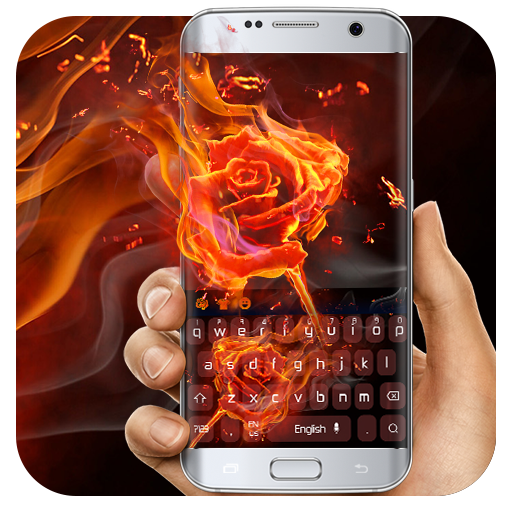 Belo teclado rosa de fogo icon