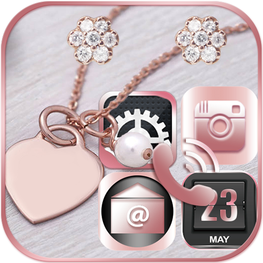 Pink Rose Gold Theme Rose gold Diamond icon
