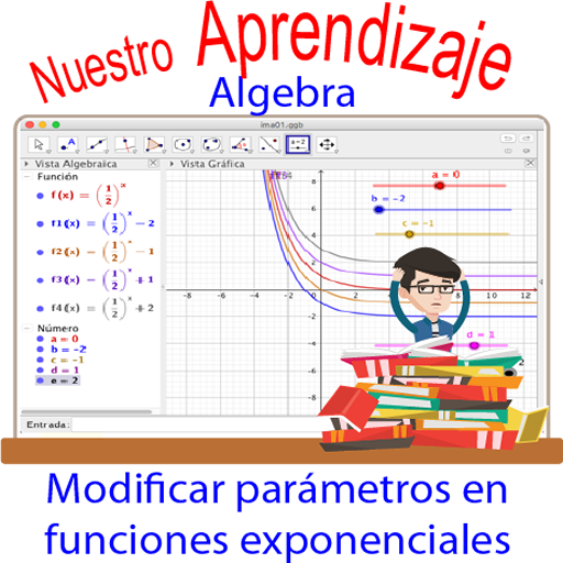 GeoGebra, modifica parámetros función exponencial icon