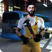 حافلة ميكانيكي ورشة عمل المرآب أيقونة