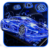 Blue Neon Racing Car Theme أيقونة