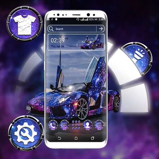 Blue Glitter Car Launcher Theme icon