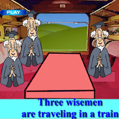 Puzzle 3 wise men in a train icon