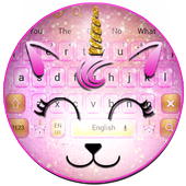 Pink Glitter Unicorn Cat Keyboard Theme icon