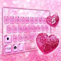 Tema Keyboard Pink Glitter Heart