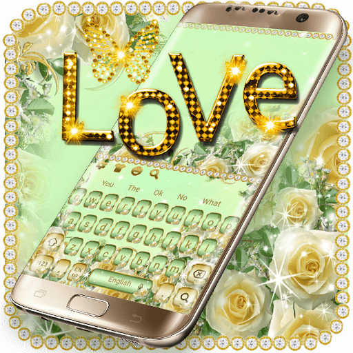 Beautiful Rose Diamond Butterfly Keyboard Theme icon