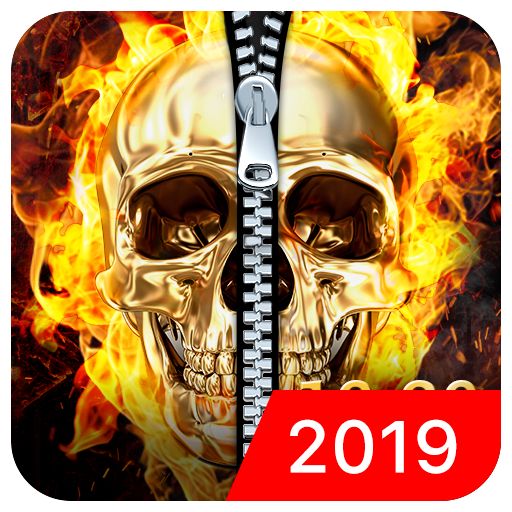 Skull &amp; zipper style lock screen icon