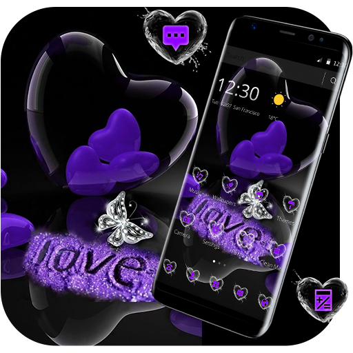 Violet Crystal Heart Love Valentine Theme icon