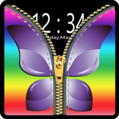 Zipper lock screen butterfly icon