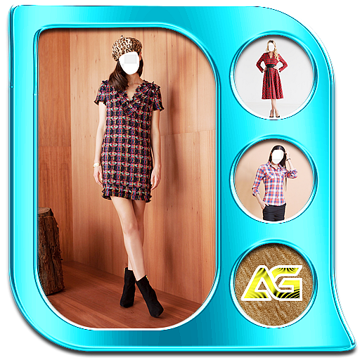 Photo Edit Girl Dress in Check icon