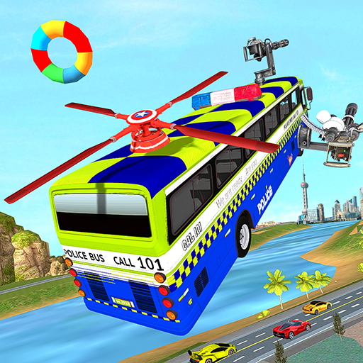 Flying police Bus Public Transport Game 2021 icon