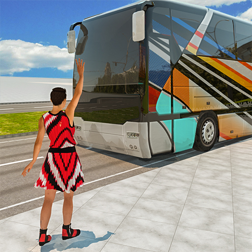 Coach bus driving simulator 3d icon