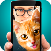 Selfie photo with cat icon