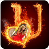 Fire Text Photo Frame icon