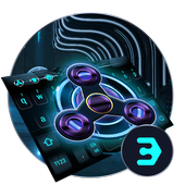 Neon fidget spinner 3D tech keyboard icon