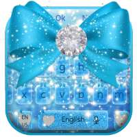 Glitter Love Blue Bow Diamond Keyboard Theme on 9Apps