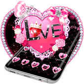 Rosa Liebes-Herz-Diamant-Schwerkraft-Thema icon