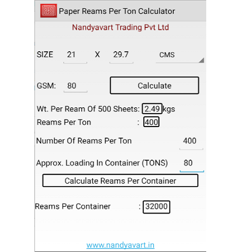 Paper Ream Per Ton Calculator icon