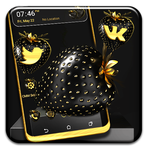 Golden Black Strawberry Theme icon