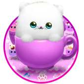 Cute Pink Cup Kitty Theme on 9Apps