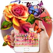 Colorful Bright Rose Butterfly Keyboard