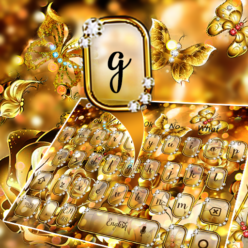Luxury Gold Butterfly Keyboard Theme icon