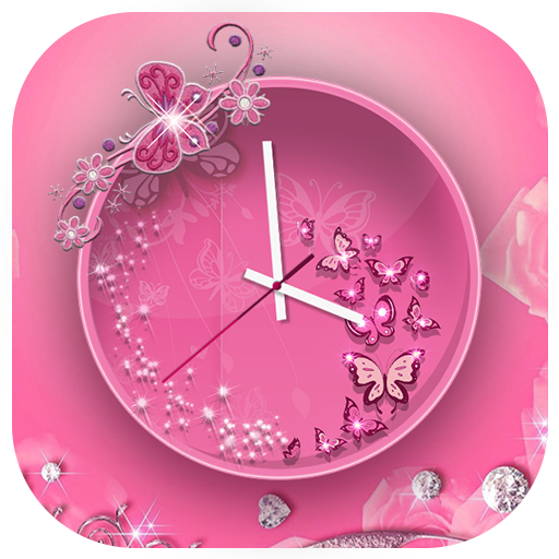 Pink Butterfly Clock Live Wallpaper icon