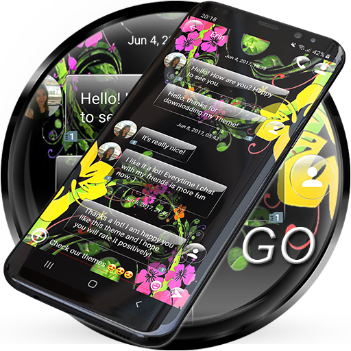 SMS Theme Glass Black Flowers icon