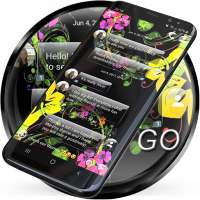 SMS Theme Glass Black Flowers on 9Apps