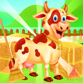 Funny cow cleaning games icon