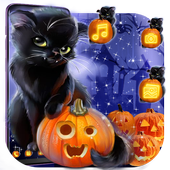 Cute Halloween Kitty Launcher Theme HD Wallpapers أيقونة